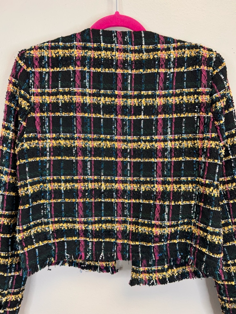 Karl Lagerfeld Multicolor Tweed Cropped Blazer Size 4 Luxury Designer Career - Picture 12 of 15